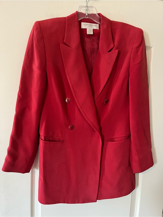 Jones New York Jackets & Blazers - Jones New York Red Double-Breasted Silk Blazer Women’s Size 4P